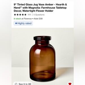 Hearth & Hand Amber Glass Vase